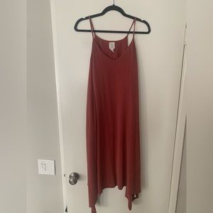 Joie sundress, midcalflength, brick/dusty orange, spaghetti strap, built in bra